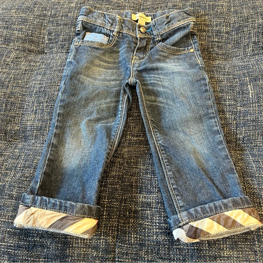 Burberry Check Turn-up Toddler Jeans Blue